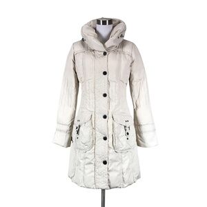 MEXX down/feather filled coat - cream coloured with black metal hardware